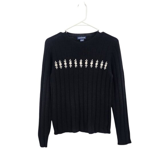 Ann Taylor Vintage Women's 100% Wool Embroidered Crewneck Sweater - S - Picture 1 of 6